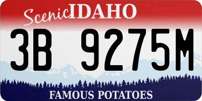 ID license plate 3B9275M
