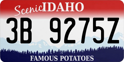 ID license plate 3B9275Z