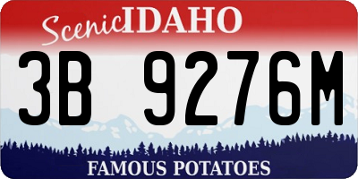 ID license plate 3B9276M