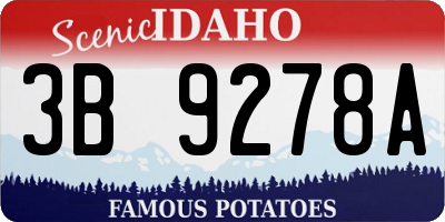 ID license plate 3B9278A