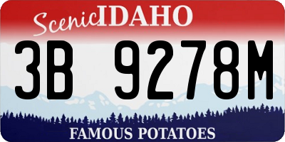 ID license plate 3B9278M