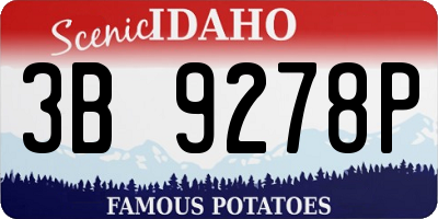 ID license plate 3B9278P