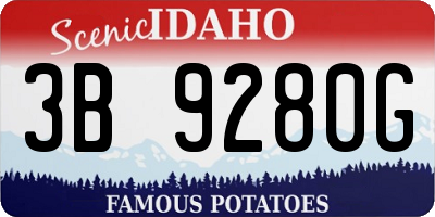 ID license plate 3B9280G