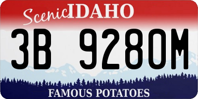 ID license plate 3B9280M