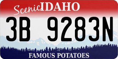 ID license plate 3B9283N