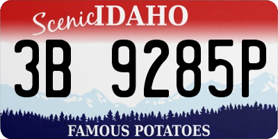 ID license plate 3B9285P