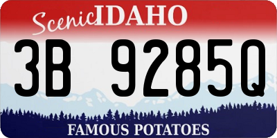 ID license plate 3B9285Q