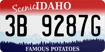 ID license plate 3B9287G