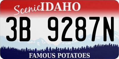 ID license plate 3B9287N