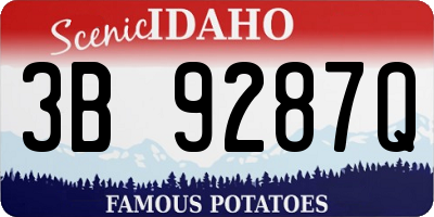 ID license plate 3B9287Q