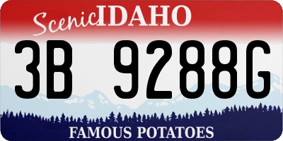ID license plate 3B9288G