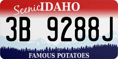 ID license plate 3B9288J