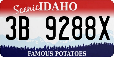 ID license plate 3B9288X