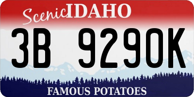 ID license plate 3B9290K