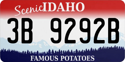 ID license plate 3B9292B