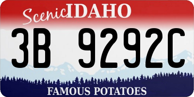 ID license plate 3B9292C