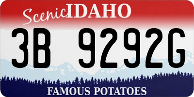 ID license plate 3B9292G