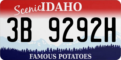 ID license plate 3B9292H
