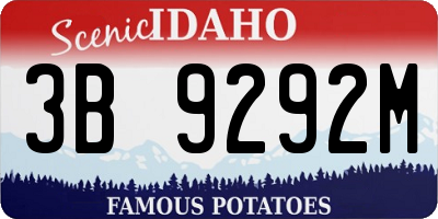 ID license plate 3B9292M