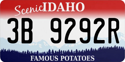 ID license plate 3B9292R