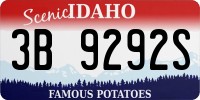 ID license plate 3B9292S