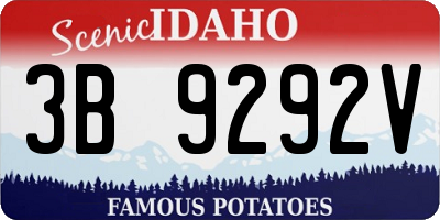 ID license plate 3B9292V