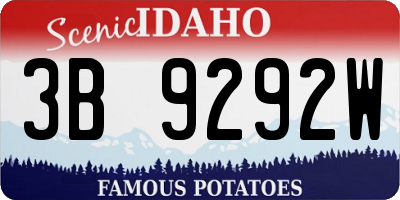 ID license plate 3B9292W