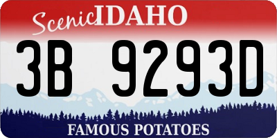 ID license plate 3B9293D