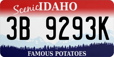 ID license plate 3B9293K