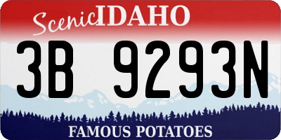 ID license plate 3B9293N