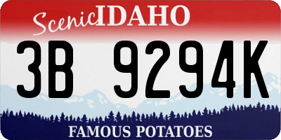 ID license plate 3B9294K