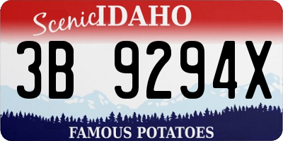 ID license plate 3B9294X