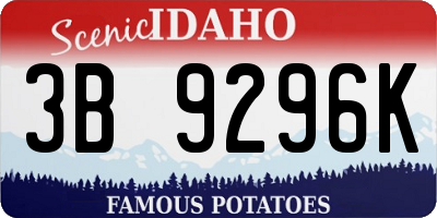 ID license plate 3B9296K