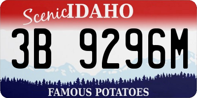 ID license plate 3B9296M