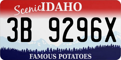 ID license plate 3B9296X