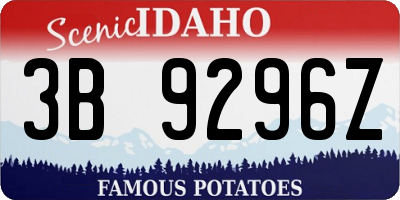 ID license plate 3B9296Z