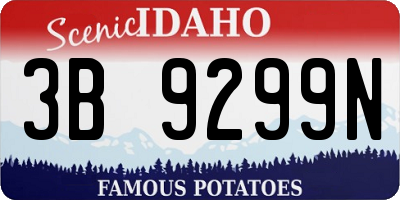 ID license plate 3B9299N