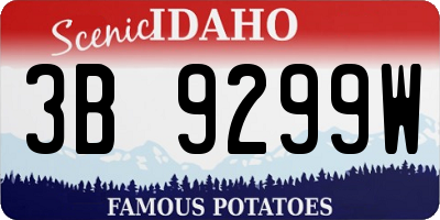 ID license plate 3B9299W