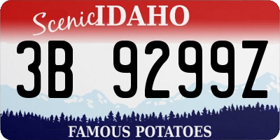 ID license plate 3B9299Z