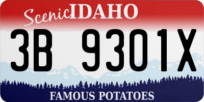 ID license plate 3B9301X