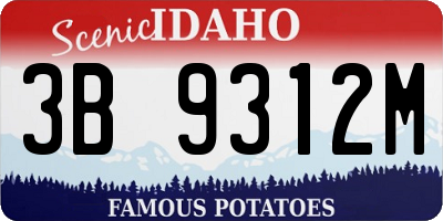 ID license plate 3B9312M