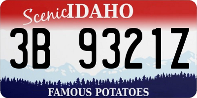 ID license plate 3B9321Z