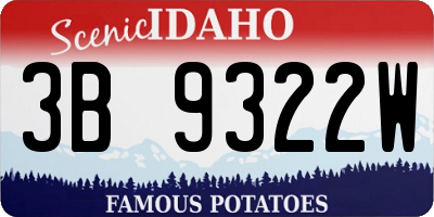 ID license plate 3B9322W