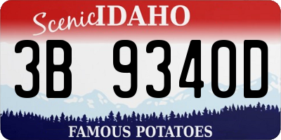 ID license plate 3B9340D