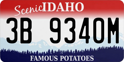 ID license plate 3B9340M