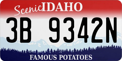 ID license plate 3B9342N
