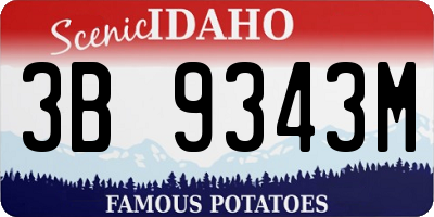 ID license plate 3B9343M