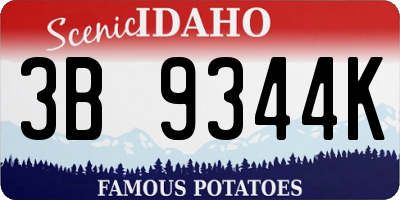 ID license plate 3B9344K