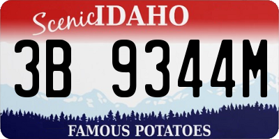 ID license plate 3B9344M