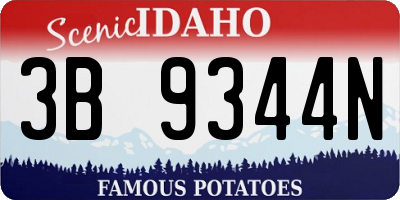 ID license plate 3B9344N